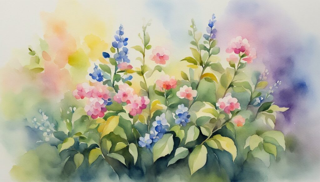 A small bush with colorful flowers in bloom