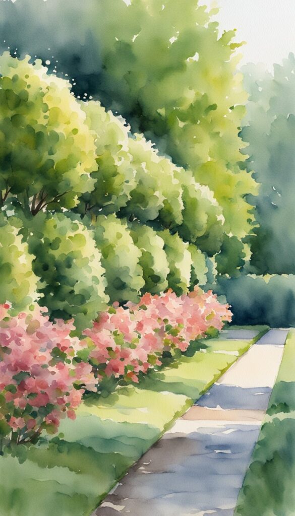 A row of hawthorn bushes grows quickly, forming a dense, low-maintenance hedge, providing privacy and greenery