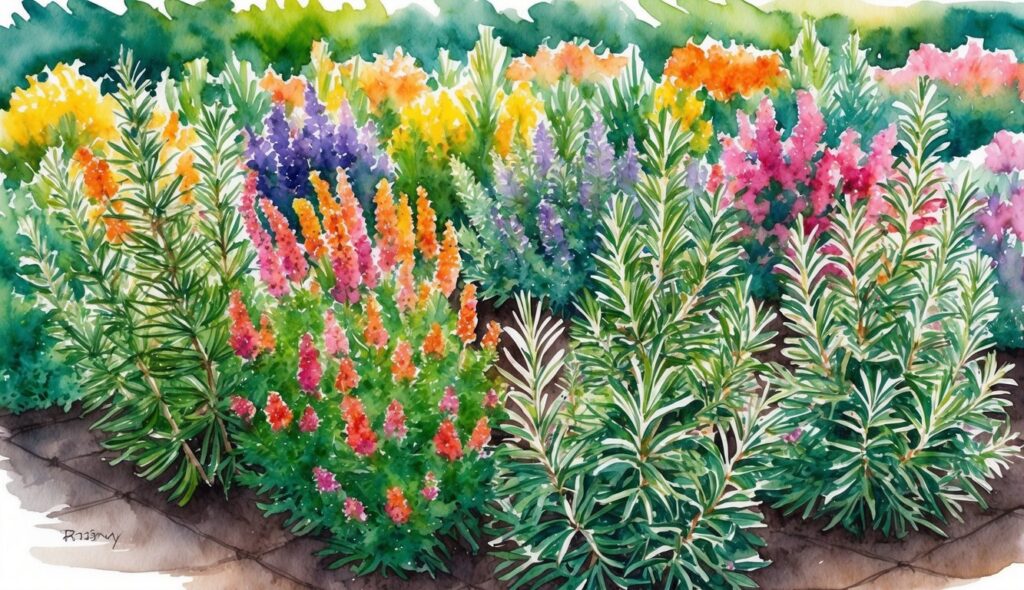 A garden filled with 33 vibrant, perennial rosemary plants, blooming in a riot of colors and never leaving once planted