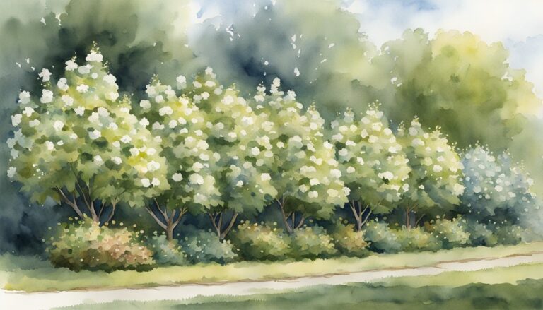 A row of Viburnum Tinus plants, 15 feet tall, creating a dense screen for privacy